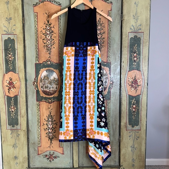 RACHEL Rachel Roy Asymmetrical Silky Scarf Handkerchief dress L - Picture 2 of 9